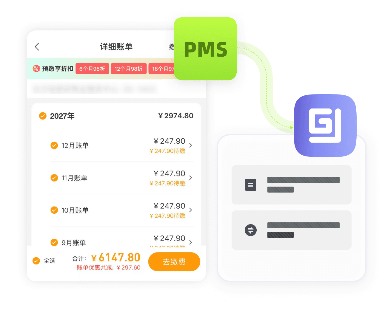 物业收费与自动入账图示